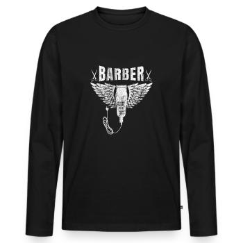 Barber shop barbers barber shirt gift beard - Men's Premium Organic Long Sleeve Shirt - black - Front - Nico (187cm)