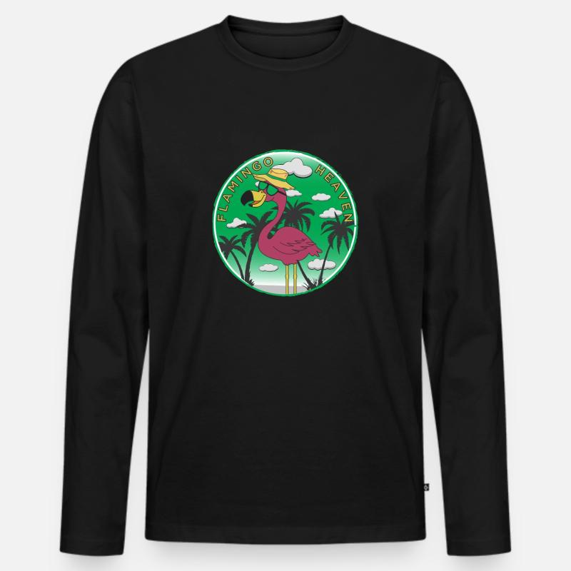 Flamingo Heaven - Männer Premium Bio Langarmshirt - Schwarz