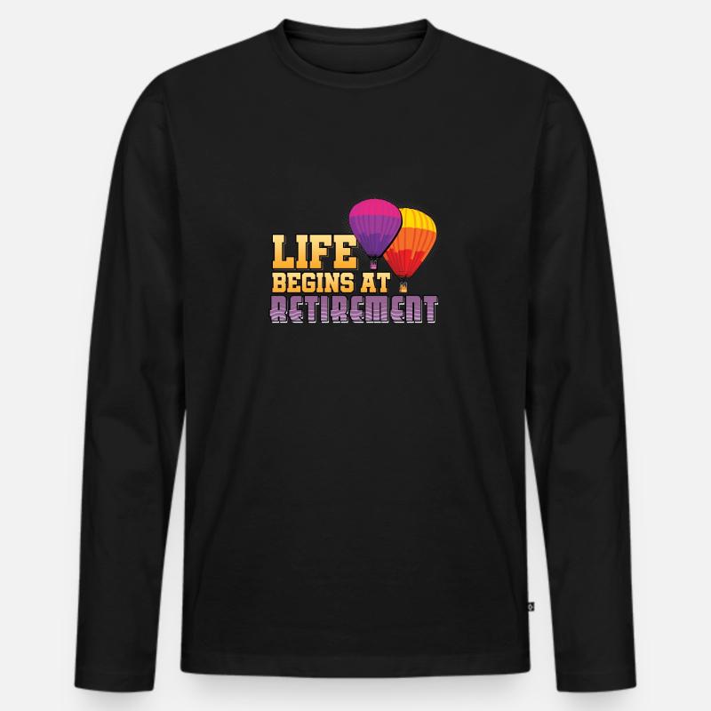 Das Leben beginnt im Ruhestand - Männer Premium Bio Langarmshirt - Schwarz