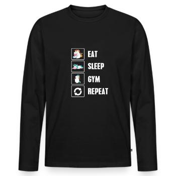 Gym Shirt für Einhorn Fans und Fitness Shirt - Männer Premium Bio Langarmshirt - Schwarz - Vorne - Nico (187cm)