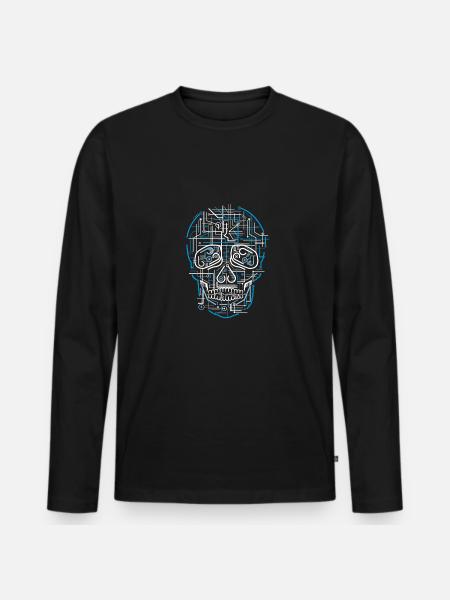 Electric Electronic Skull Skull - Men's Premium Organic Long Sleeve Shirt - black