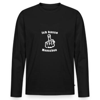 Ich hasse Menschen - Männer Premium Bio Langarmshirt - Schwarz - Vorne - Nico (187cm)