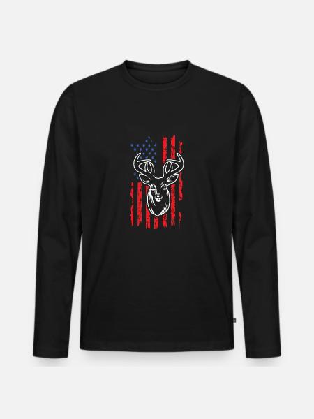 Hirsch jagen - Männer Premium Bio Langarmshirt - Schwarz