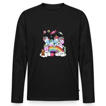 Geburtstag Geschenk Einhorn Party Tochter - Männer Premium Bio Langarmshirt - Schwarz - Vorne - Nico (187cm)