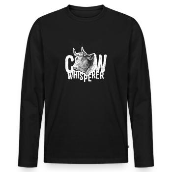 Vache Whisperer Vintage Farmer Tee-shirt cadeau - T-shirt manches longues Premium bio Homme - noir - Devant - Nico (187cm)
