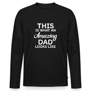 C'est ce que ressemble un papa incroyable - T-shirt manches longues Premium bio Homme - noir - Devant - Nico (187cm)