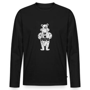 Geschenk bester Papa Bear Vater Vatertag Papi Bär - Männer Premium Bio Langarmshirt - Schwarz - Vorne - Nico (187cm)