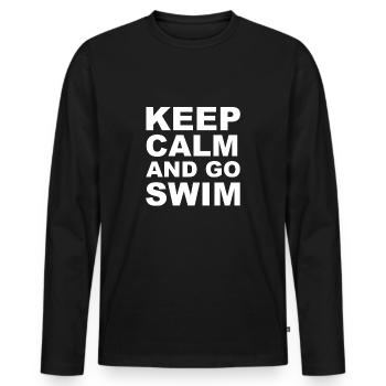 Stay calm and go swimming! - Gift - Men's Premium Organic Long Sleeve Shirt - black - Front - Nico (187cm)