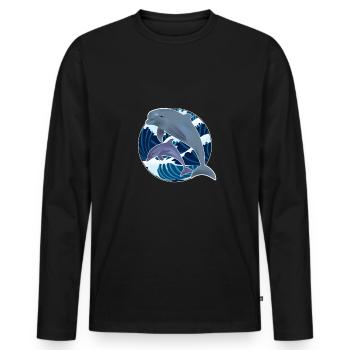 Delfin - Männer Premium Bio Langarmshirt - Schwarz - Vorne - Nico (187cm)