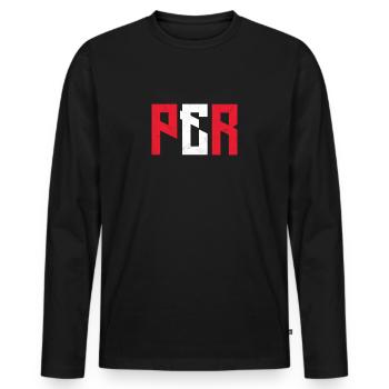 Pérou Couleurs nationales Drapeau Amérique du Sud Lima - T-shirt manches longues Premium bio Homme - noir - Devant - Nico (187cm)