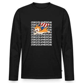 Super Corgi Volant Amérique Usa Amour des chiens - T-shirt manches longues Premium bio Homme - noir - Devant - Nico (187cm)