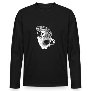 Coffee Surfer - Men's Premium Organic Long Sleeve Shirt - black - Front - Nico (187cm)