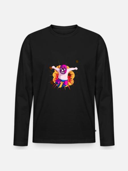 "Wrestler" - Men's Premium Organic Long Sleeve Shirt - black