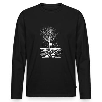Arbre de conte de fée Cerf - T-shirt manches longues Premium bio Homme - noir - Devant - Nico (187cm)