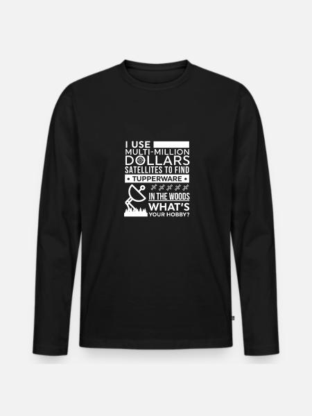 Geocaching Hobby Design - Männer Premium Bio Langarmshirt - Schwarz