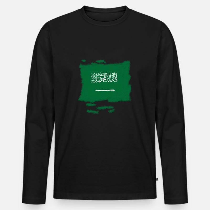 Saudi-Arabien Flagge - Männer Premium Bio Langarmshirt - Schwarz