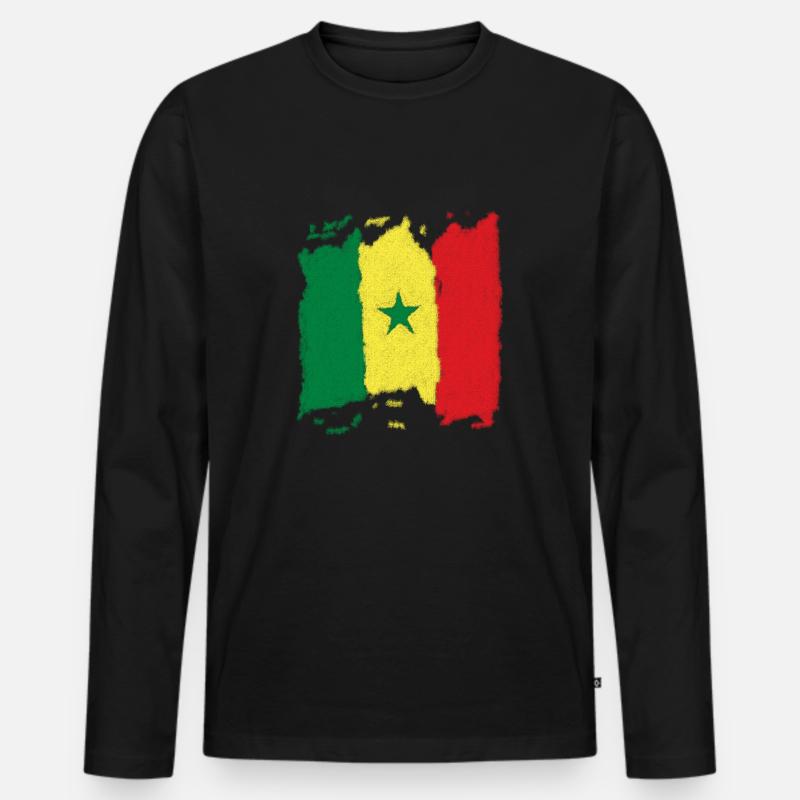 Senegal Flagge - Männer Premium Bio Langarmshirt - Schwarz