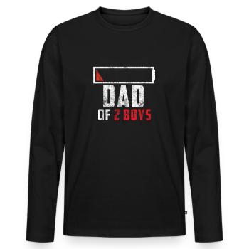 Papa de 2 garçons cadeau père de deux fils enfants - T-shirt manches longues Premium bio Homme - noir - Devant - Nico (187cm)
