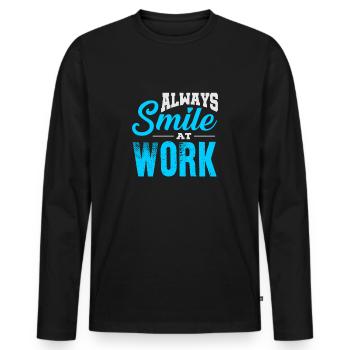 Glücklich ( auf der Arbeit ) - Männer Premium Bio Langarmshirt - Schwarz - Vorne - Nico (187cm)