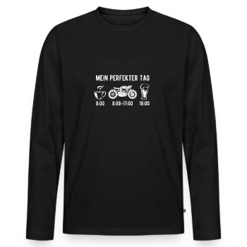 Mein perfekter Tag Motorrad - Männer Premium Bio Langarmshirt - Schwarz - Vorne - Nico (187cm)