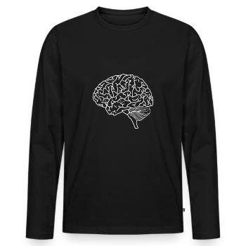brain - Men's Premium Organic Long Sleeve Shirt - black - Front - Nico (187cm)