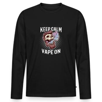 Vape Steamer Keep Calm Shirt for Vaping Fans - Men's Premium Organic Long Sleeve Shirt - black - Front - Nico (187cm)