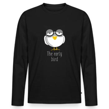 Early bird - Men's Premium Organic Long Sleeve Shirt - black - Front - Nico (187cm)