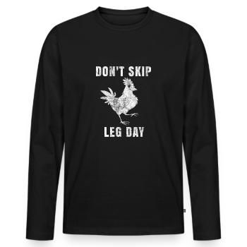 Ne laissez pas passer la jambe Jamie poulet GYM - T-shirt manches longues Premium bio Homme - noir - Devant - Nico (187cm)