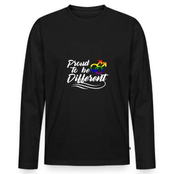 Fier d'être différent - T-shirt manches longues Premium bio Homme - noir - Devant - Nico (187cm)