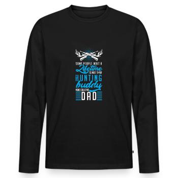 Papa chasseur - T-shirt manches longues Premium bio Homme - noir - Devant - Nico (187cm)