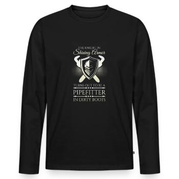 Pipefitter Knight - Männer Premium Bio Langarmshirt - Schwarz - Vorne - Nico (187cm)