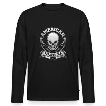 American pipefitter - Men's Premium Organic Long Sleeve Shirt - black - Front - Nico (187cm)
