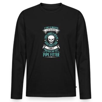 Pipefitter owned it - Men's Premium Organic Long Sleeve Shirt - black - Front - Nico (187cm)