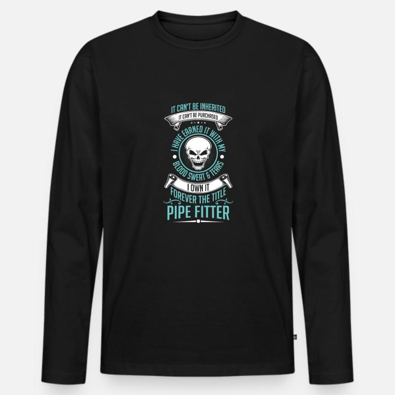 Pipefitter owned it - Männer Premium Bio Langarmshirt - Schwarz