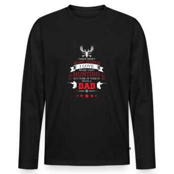Papa chasseur - T-shirt manches longues Premium bio Homme - noir - Devant - Nico (187cm)