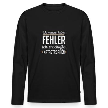 Je ne fais pas d'erreurs, je crée des catastrophes - T-shirt manches longues Premium bio Homme - noir - Devant - Nico (187cm)