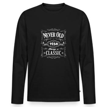 1968 - 50th Birthday Vintage Retro Gift - Men's Premium Organic Long Sleeve Shirt - black - Front - Nico (187cm)