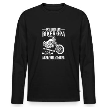 Biker Opa Motorrad Geschenk - Männer Premium Bio Langarmshirt - Schwarz - Vorne - Nico (187cm)