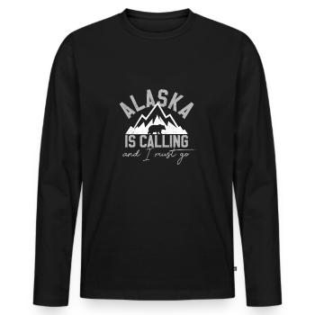 Alaska gets - Men's Premium Organic Long Sleeve Shirt - black - Front - Nico (187cm)