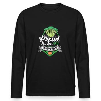 Proud to be vegetarian - Men's Premium Organic Long Sleeve Shirt - black - Front - Nico (187cm)