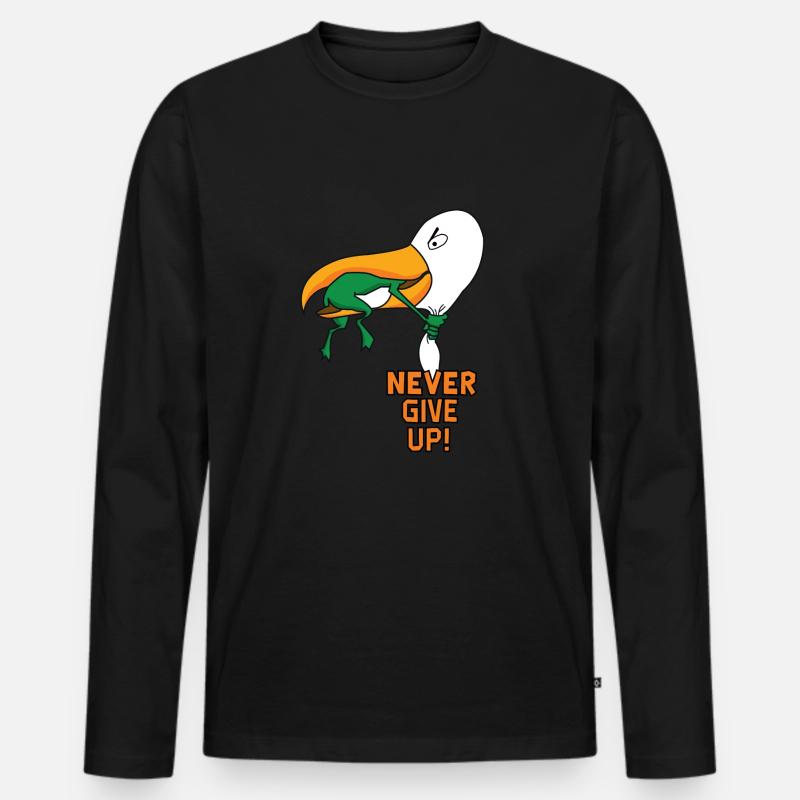 Never give up - Männer Premium Bio Langarmshirt - Schwarz