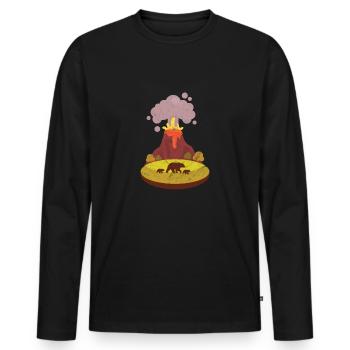 Volcan cadeau de lave éruption volcanique bd BD ours animal - T-shirt manches longues Premium bio Homme - noir - Devant - Nico (187cm)