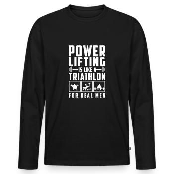Power Lifting est comme un cadeau de chemise Triathlon - T-shirt manches longues Premium bio Homme - noir - Devant - Nico (187cm)