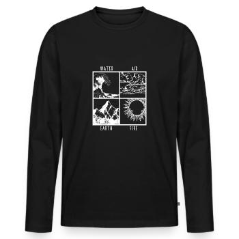Wasser Luft Erde Feuer 4 Elemente Shirt Geschenk - Männer Premium Bio Langarmshirt - Schwarz - Vorne - Nico (187cm)