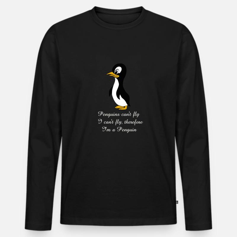 Pinguin Sprüche - Männer Premium Bio Langarmshirt - Schwarz
