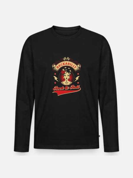 Rockabilly Rock&Roll - Männer Premium Bio Langarmshirt - Schwarz