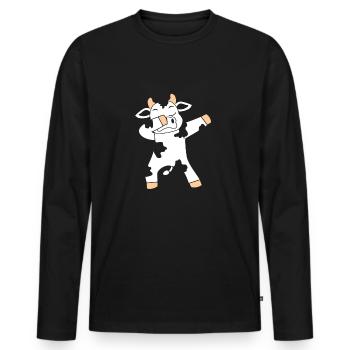 Dabbing Cow Cow Cows Gift Muh Cute Dairy Cow - Men's Premium Organic Long Sleeve Shirt - black - Front - Nico (187cm)