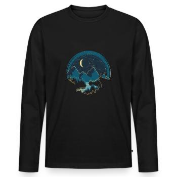 promenade nocturne - T-shirt manches longues Premium bio Homme - noir - Devant - Nico (187cm)