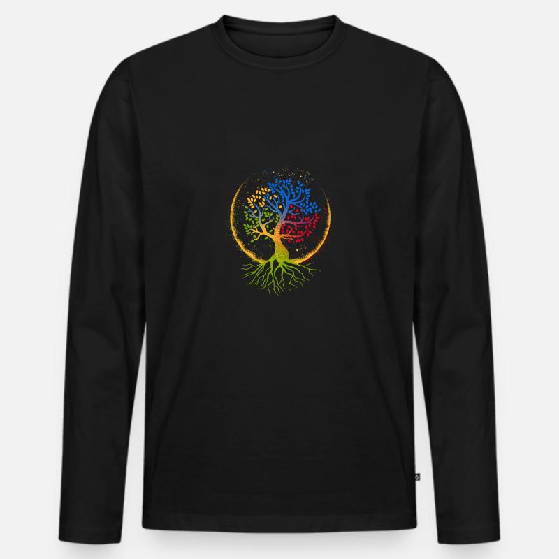 Lebensbaum - Männer Premium Bio Langarmshirt - Schwarz