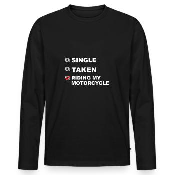 Single, forgive, ride a motorcycle! - Gift - Men's Premium Organic Long Sleeve Shirt - black - Front - Nico (187cm)